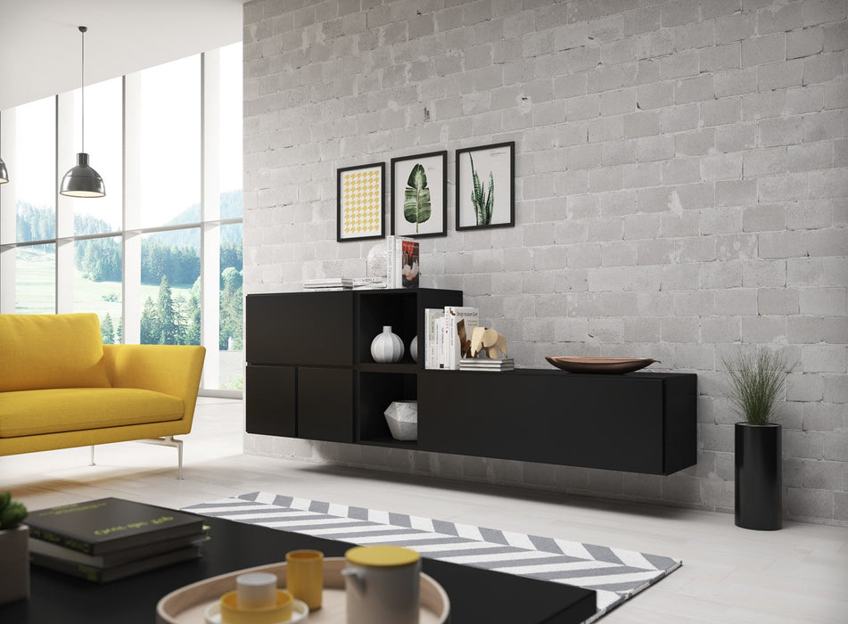 Cama living room furniture set ROCO 9 (RO1+RO3+2xRO6+2xRO5) black/black/black