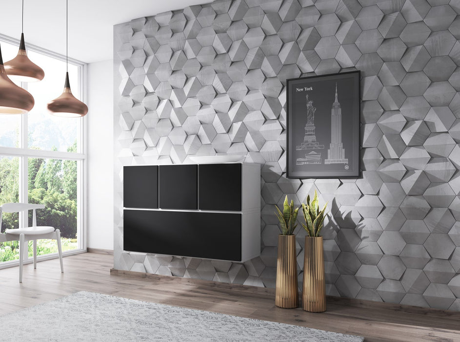 Cama living room furniture set ROCO 13 (RO1 + 3xRO5) white/white/black