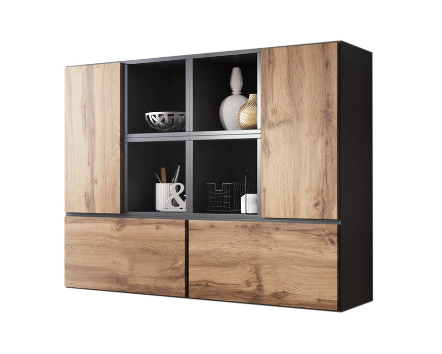 Cama living room furniture set ROCO 19 (4xRO3 + 4xRO6) antracite/wotan oak