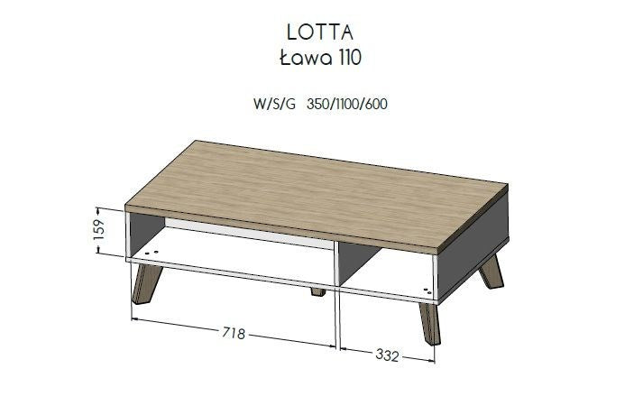 Cama living room set LOTTA 2 (sideboard 150 2D3DR + sideboard 110 2D4DR + display cabinet 120 + coffee table 110)