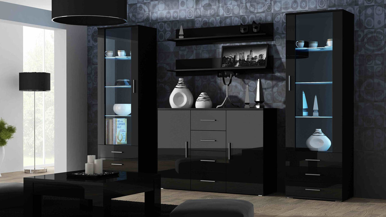 Cama set of two shelves 125cm SOHO black matte