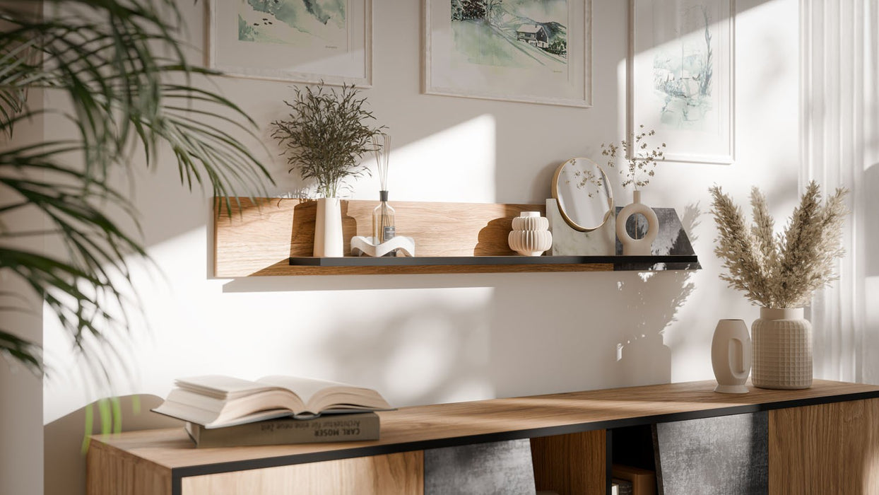 Cama OVO shelf 130x20xH15 oak/concrete