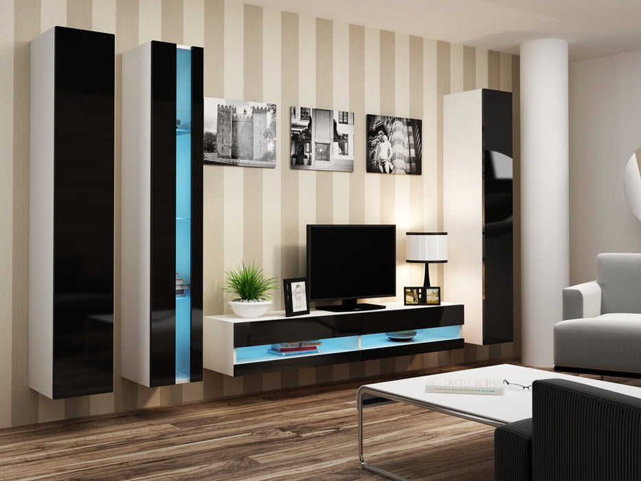 Cama Shelf unit VIGO NEW 180/40/30 white/black gloss