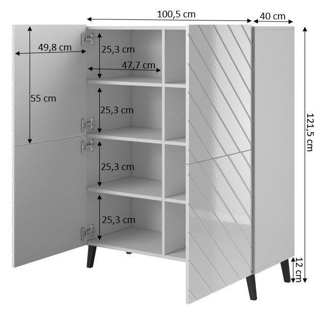Shelving unit ABETO 100.5 x 40 x 121.5 cm black/gloss black