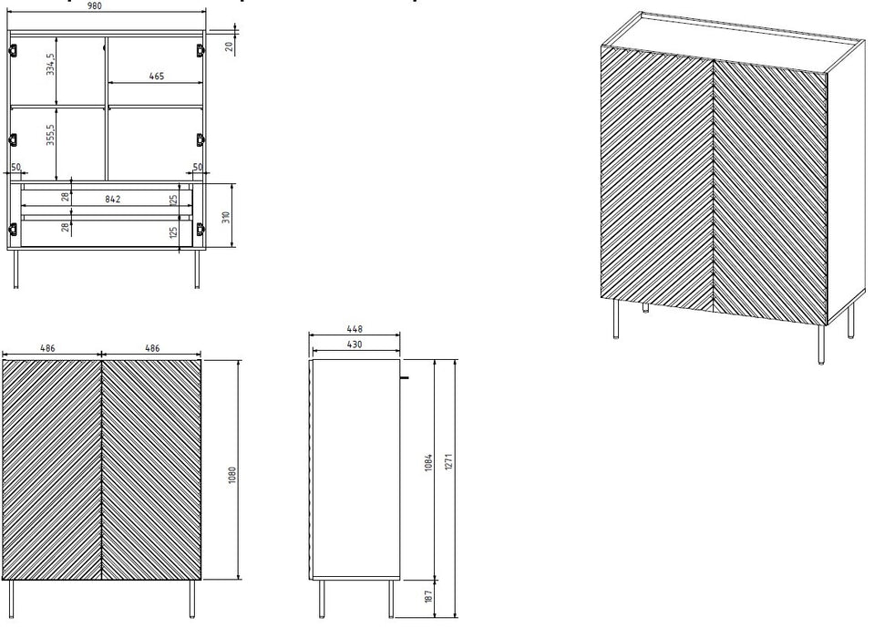 Bookcase 2D2SZ ONDA 98x45xH127 green)