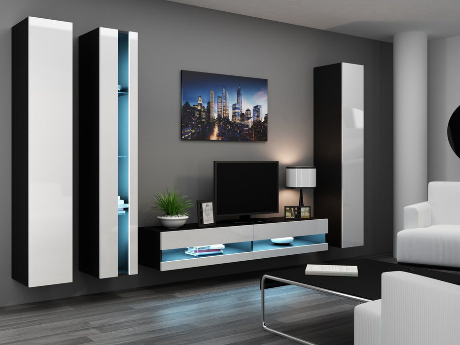 Cama TV stand VIGO NEW 30/140/40 black/white gloss