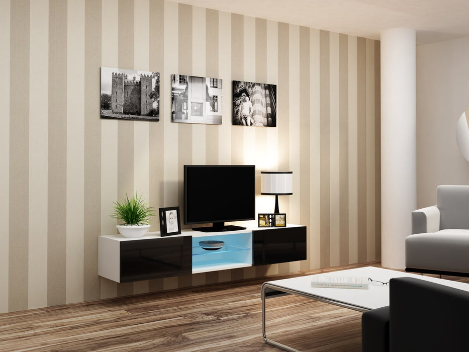 Cama TV stand VIGO GLASS 30/180/40 white/black gloss