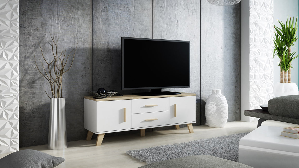 Cama RTV stand LOTTA 140cm white + sonoma oak