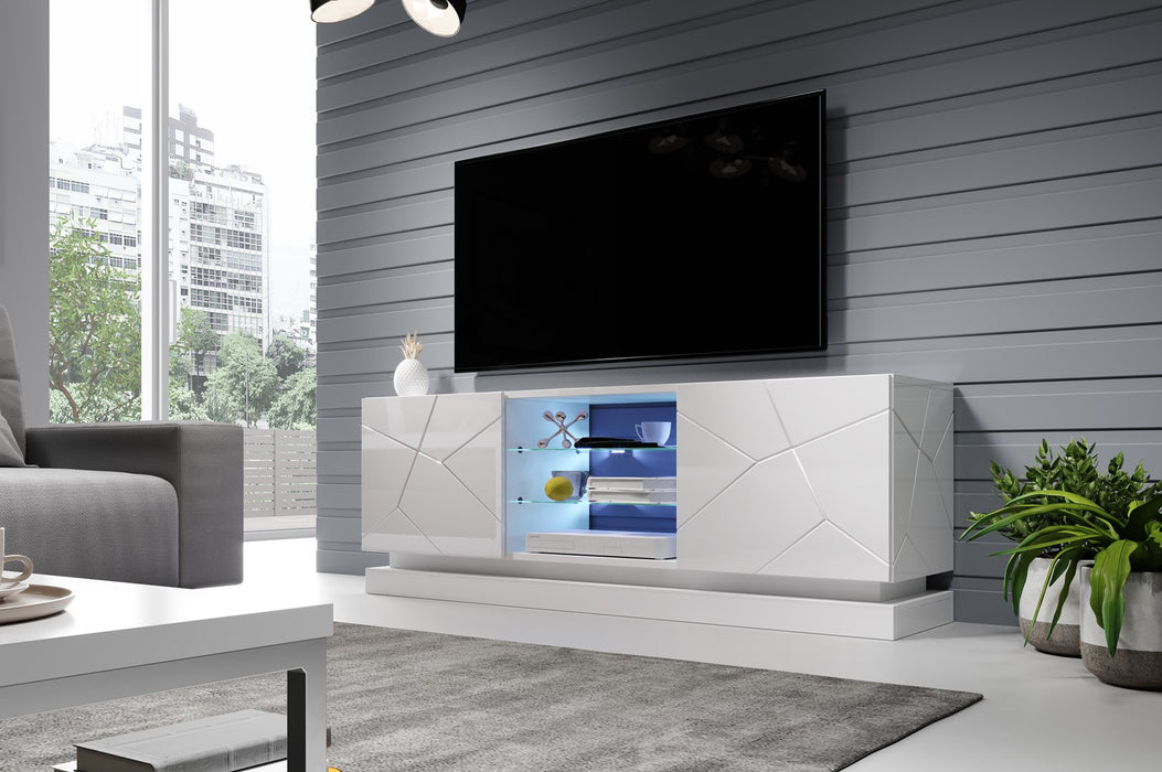Cama TV cabinet QIU 160 MDF white gloss/white gloss