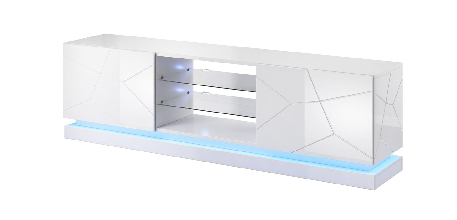 Cama TV cabinet QIU 200 MDF white gloss/white gloss