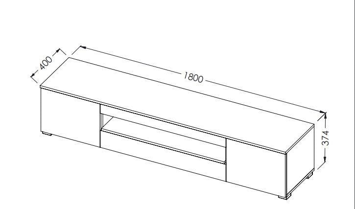 Cama TV stand VIVA 180 black/black gloss + white