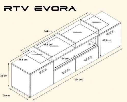 Cama TV stand EVORA 200 black/white gloss