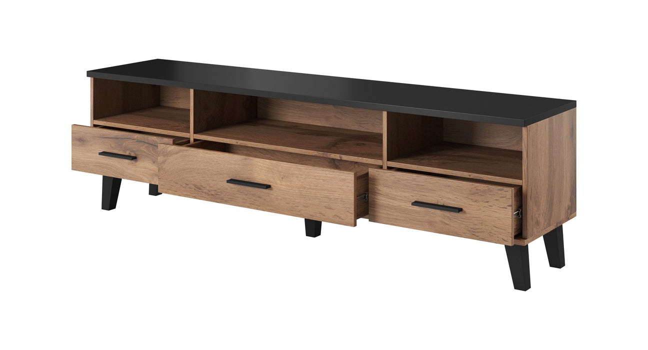 Cama RTV stand LOTTA 180cm wotan oak + mat black