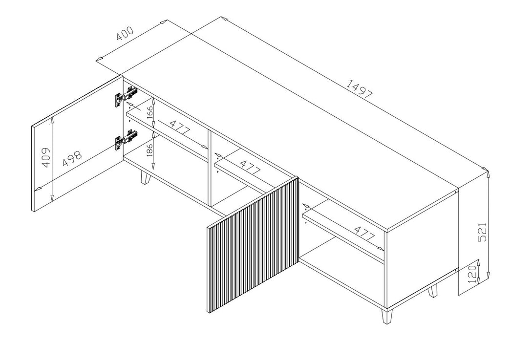 Cama RTV cabinet PAFOS 150x42x52 Black matt