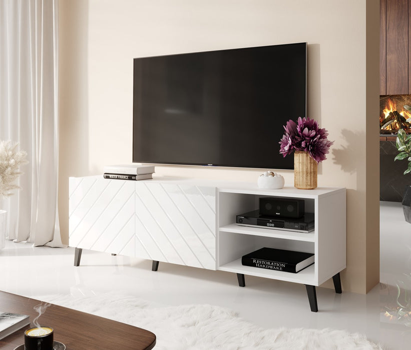 RTV cabinet ABETO 150x42x52 white/white glossy