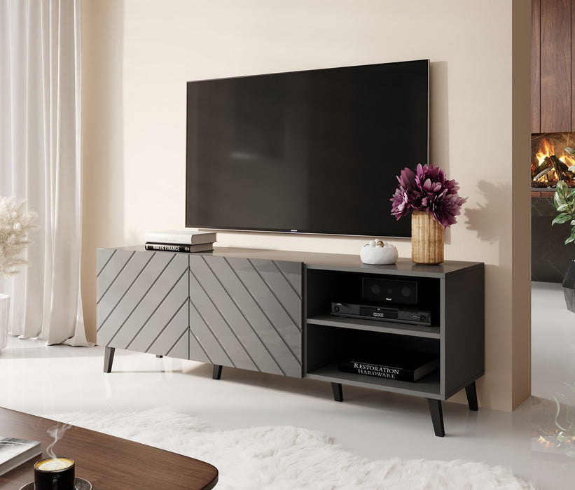 RTV cabinet ABETO 150x42x52 graphite/gloss