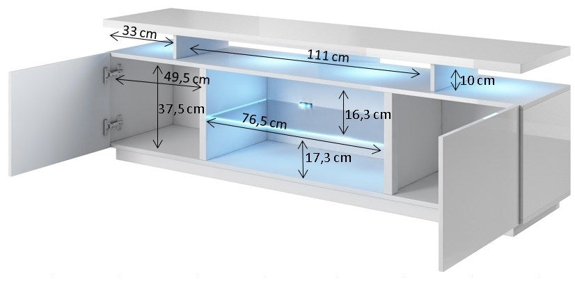 RTV cabinet EVA 180x40x56 white/white glossy