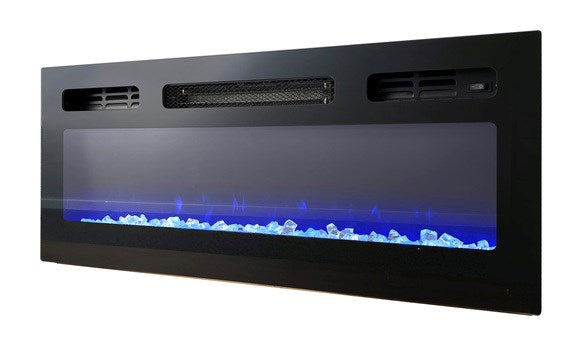 RTV EVA cabinet with electric fireplace 180x40x52 cm black/gloss black