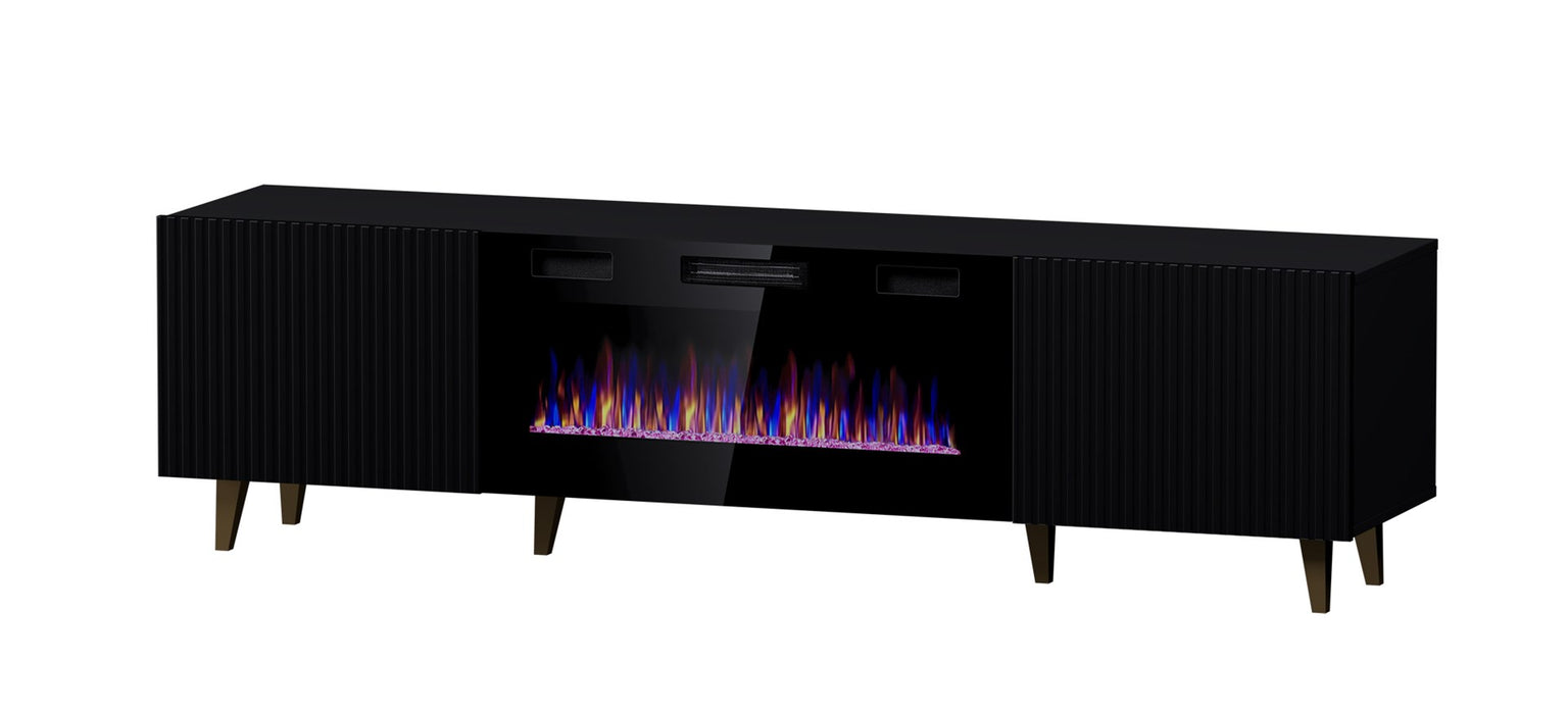 RTV cabinet PAFOS EF with electric fireplace 180x42x49 black matt