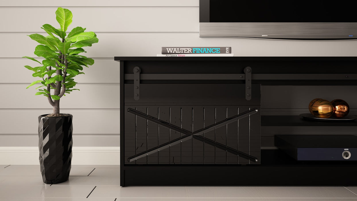 RTV GRANERO 200x56.7x35 black/black gloss cabinet