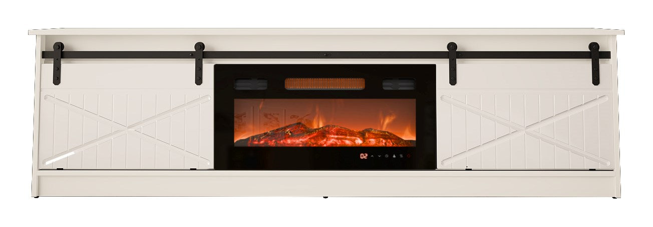RTV GRANERO + fireplace cabinet 200x56.7x35 white/gloss white