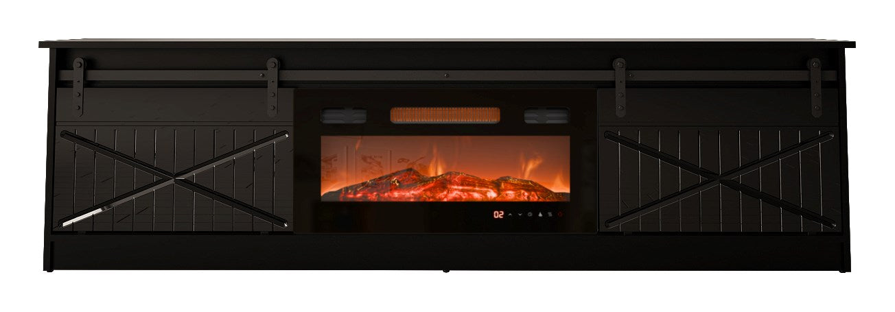 RTV GRANERO + fireplace cabinet 200x56.7x35 black/black gloss