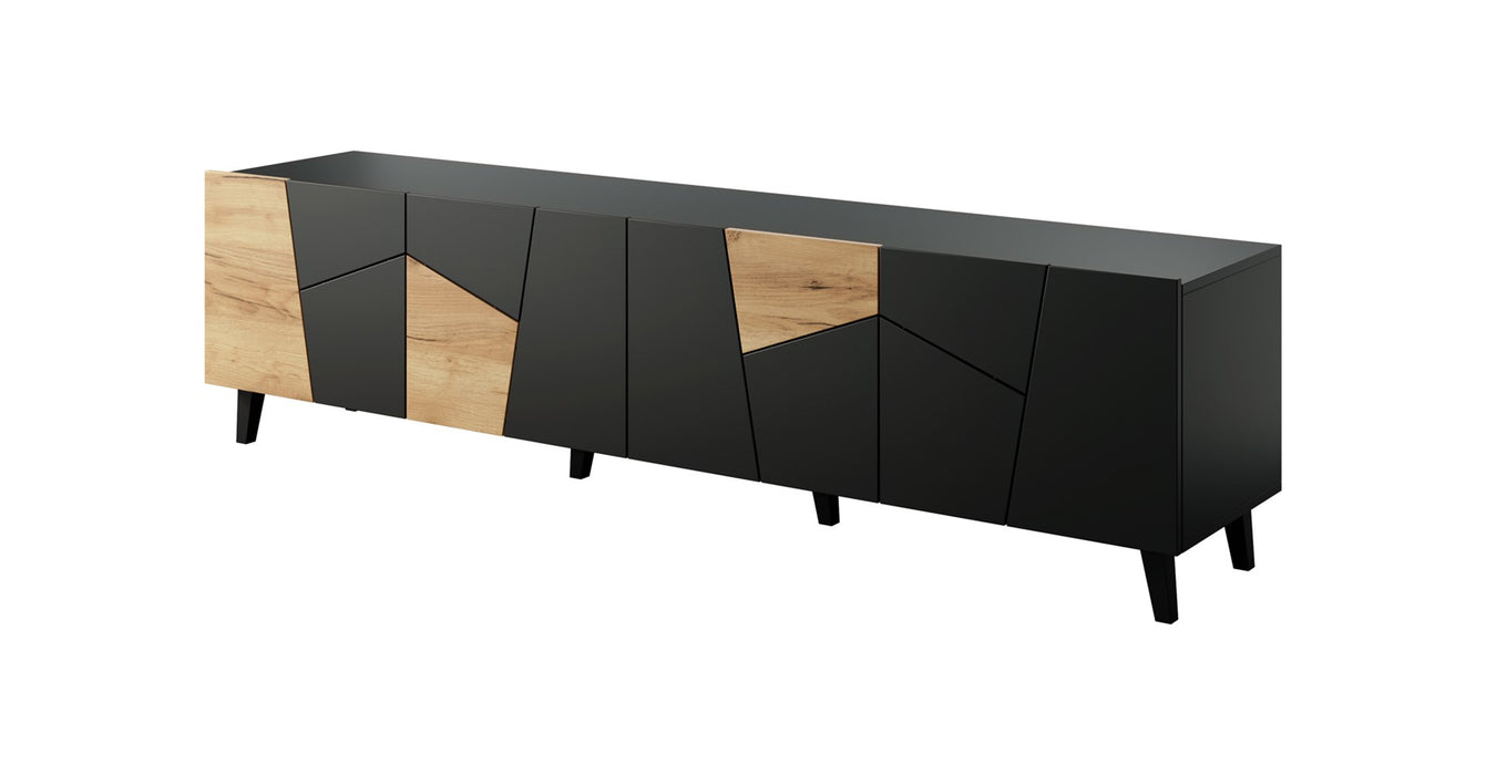RTV cabinet ETNA 200x42x52 black matt + oak craft