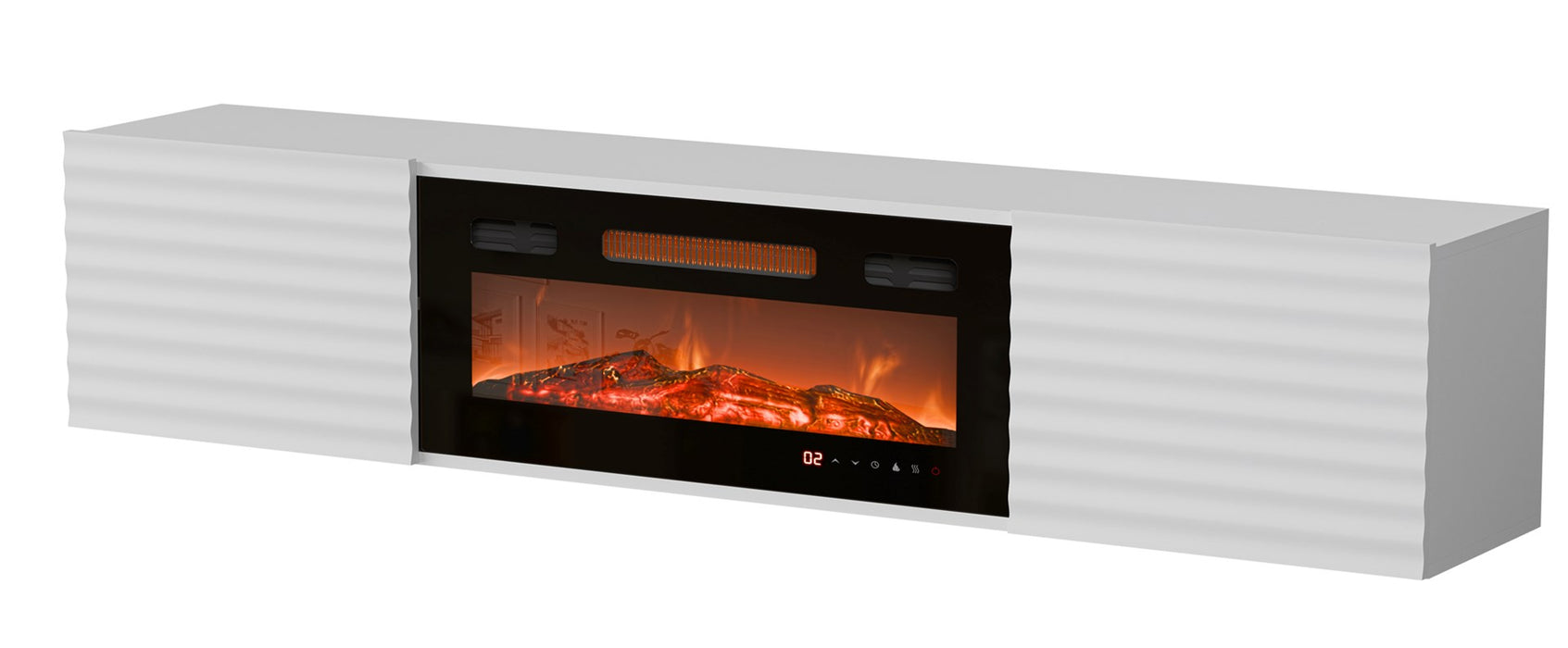Cama RTV cabinet TULA 183x35x37 white matt + black fireplace