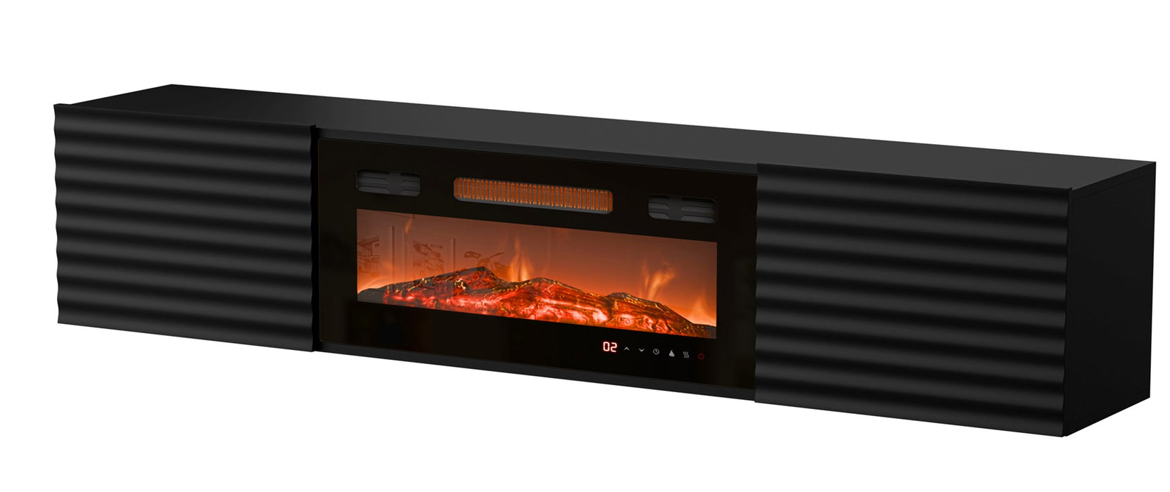 Cama RTV cabinet TULA 183x35x37 black matt + black fireplace