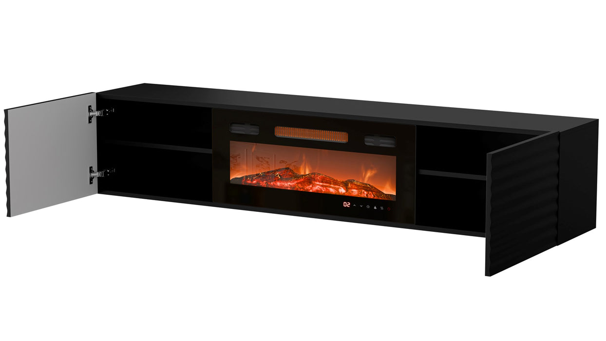 Cama RTV cabinet TULA 183x35x37 black matt + black fireplace