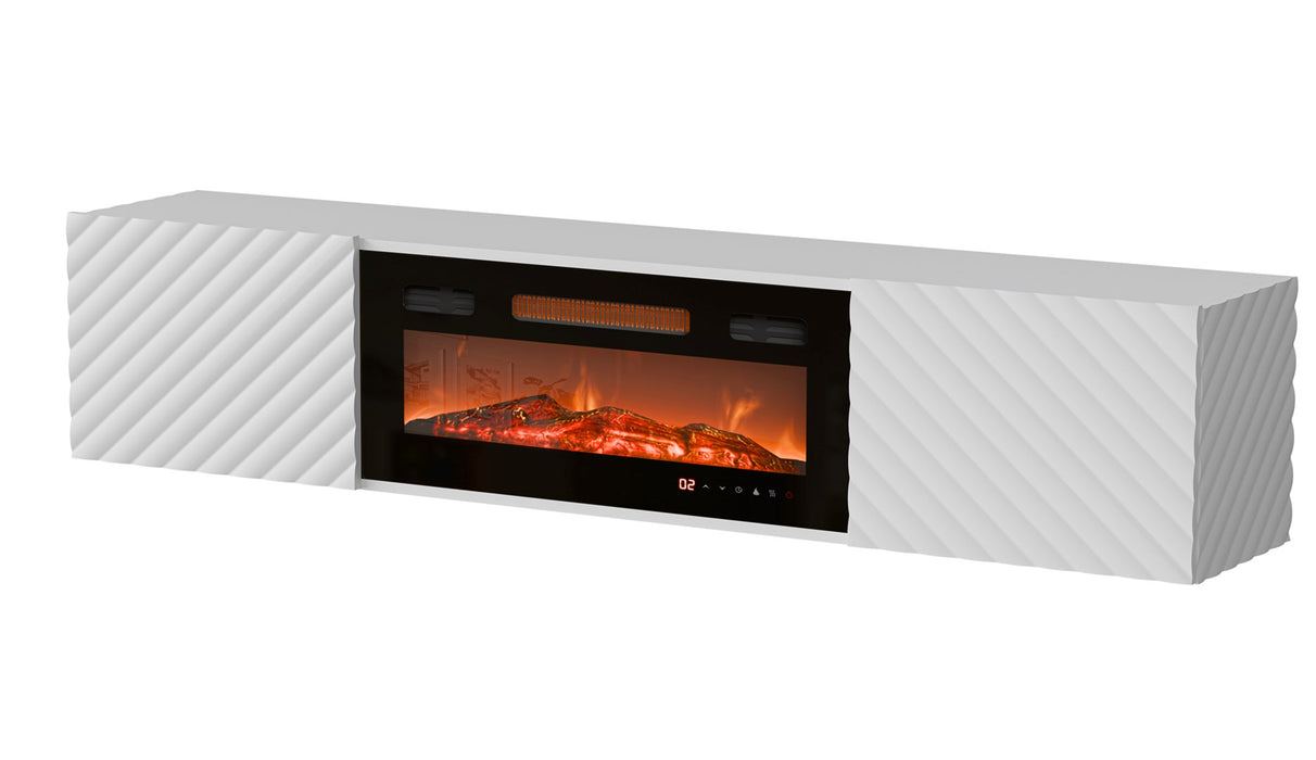 Cama RTV cabinet LARA 183x35x37 white matt + black fireplace