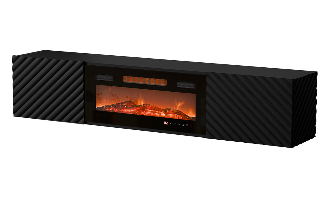 Cama RTV cabinet LARA 183x35x37 black matt + black fireplace