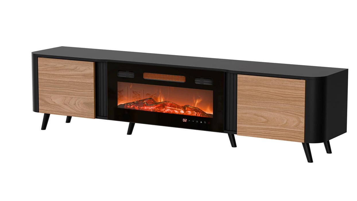 Cama Volare RTV cabinet 200 x 39 x 49 cm black/walnut + fireplace