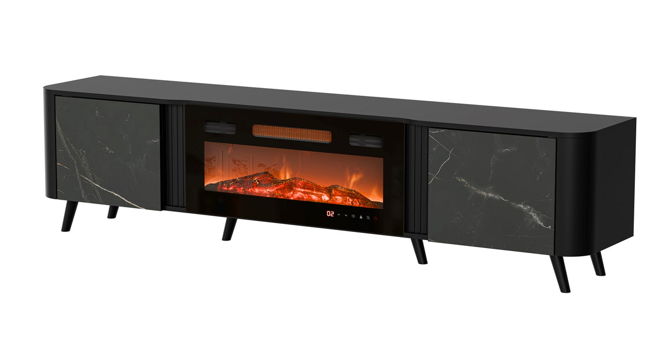 Cama RTV cabinet Volare 200 x 39 x 49 cm black/san sebastian + fireplace