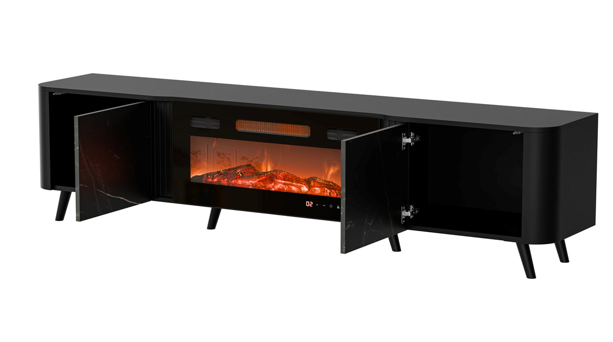 Cama RTV cabinet Volare 200 x 39 x 49 cm black/san sebastian + fireplace