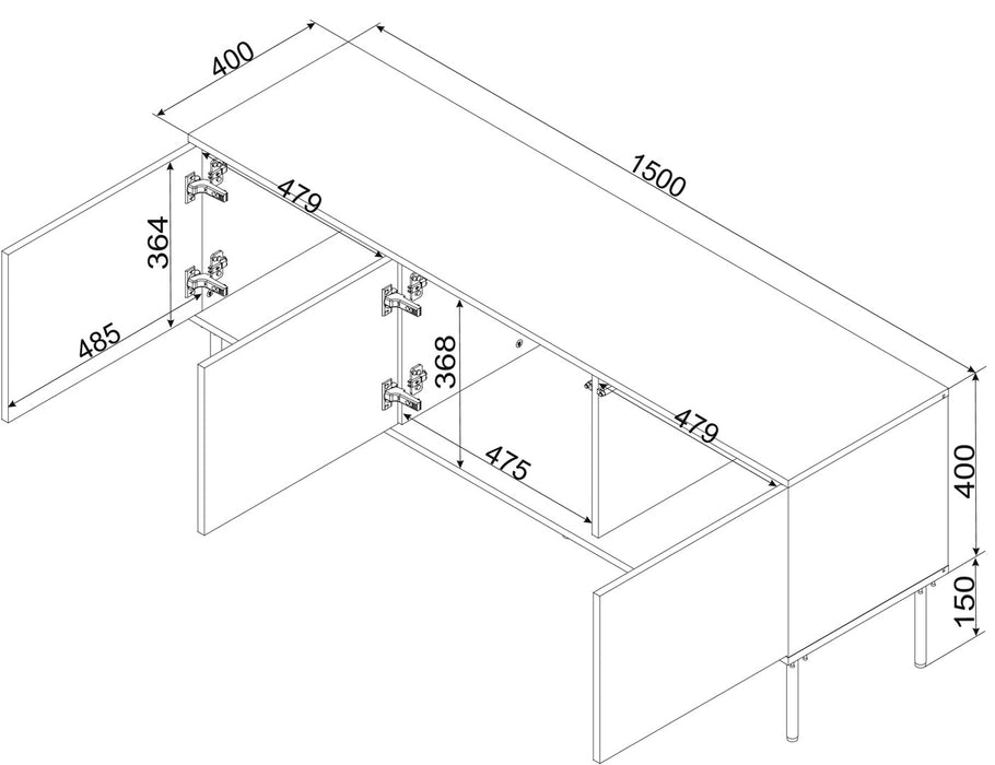 Cama 3D RTV cabinet TRESSE 150x40x55 cashmere matt