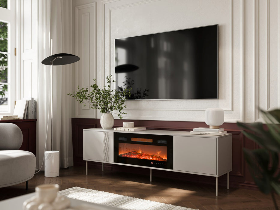 Cama RTV cabinet EF + fireplace black TRESSE 180x40x54.5 cashmere matt