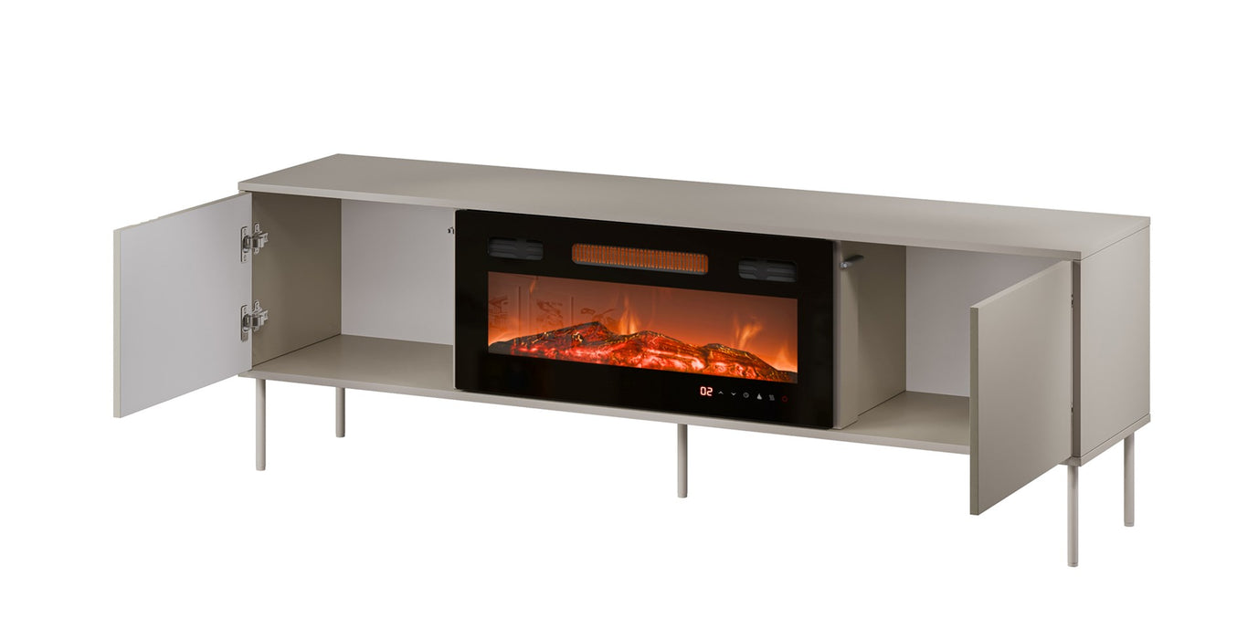 Cama RTV cabinet EF + fireplace black TRESSE 180x40x54.5 cashmere matt