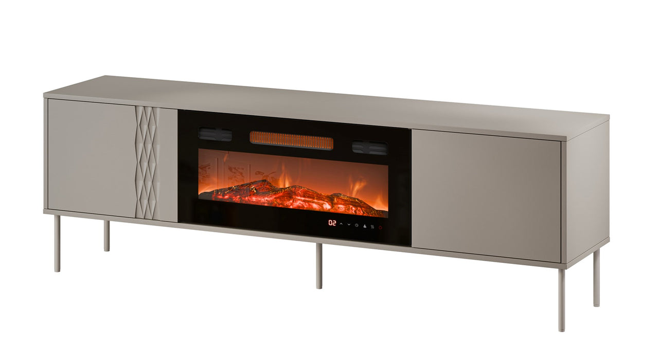 Cama RTV cabinet EF + fireplace black TRESSE 180x40x54.5 cashmere matt