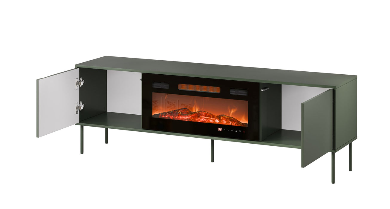 Cama RTV cabinet EF + fireplace black TRESSE 180x40x54.5 matte green