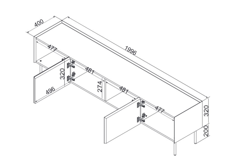 Cama FELLINI TV cabinet 200x40x52 olive + oiled oak top