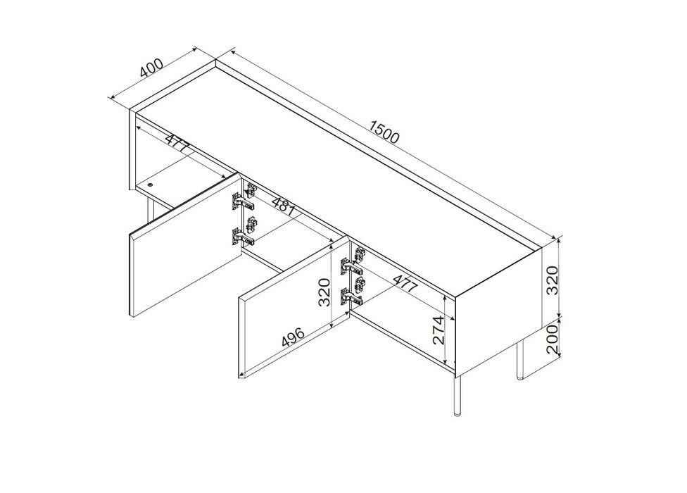 Cama FELLINI TV cabinet 150x40x52 olive + oiled oak top