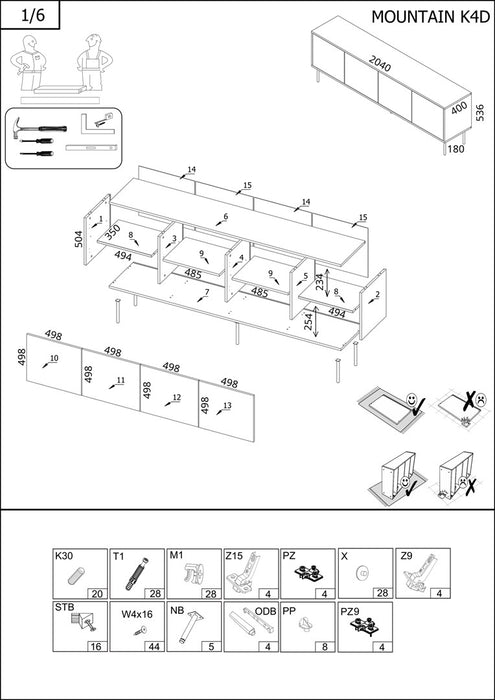 Cama 4D MOUNTAIN TV cabinet 204x40x55 black + gold