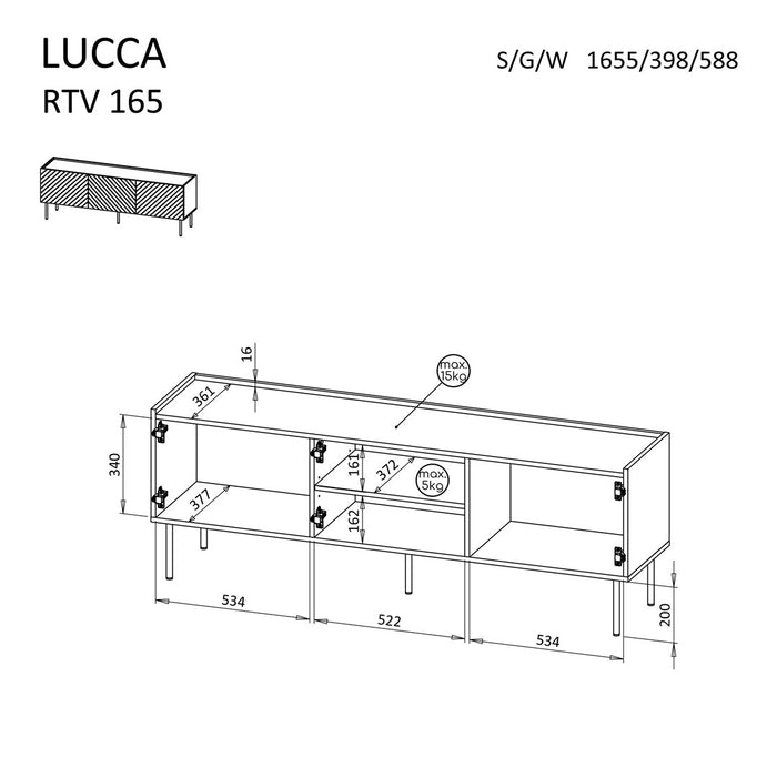Cama LUCCA 3D TV cabinet 165x40x59 black