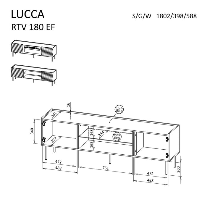 Cama EF LUCCA TV cabinet 180x40x59 black