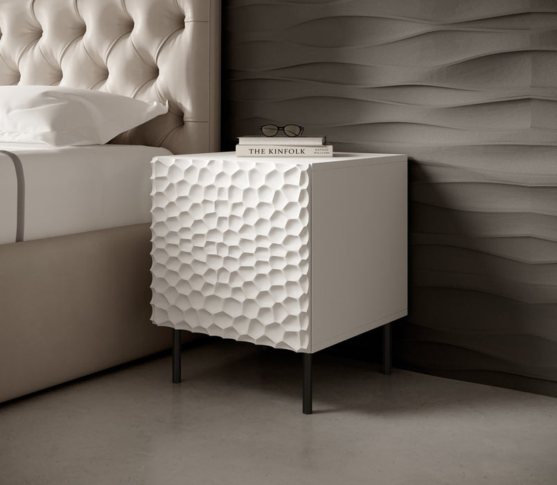 HOLE bedside table 2 pcs. 44x40.5x53.5 cm white matt
