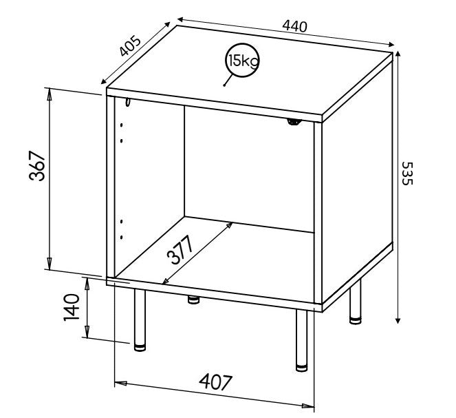 HOLE bedside table 2 pcs. 44x40.5x53.5 cm white matt