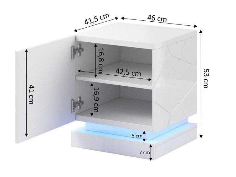 QIU bedside table 2 pcs. 46x41.5x53 cm white glossy/white glossy