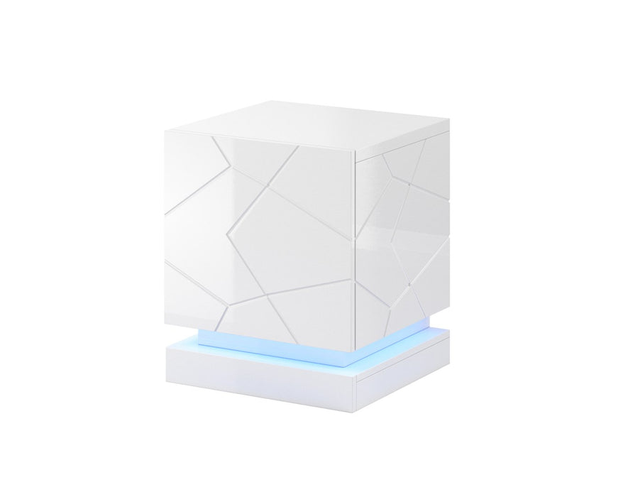 QIU bedside table 2 pcs. 46x41.5x53 cm white glossy/white glossy