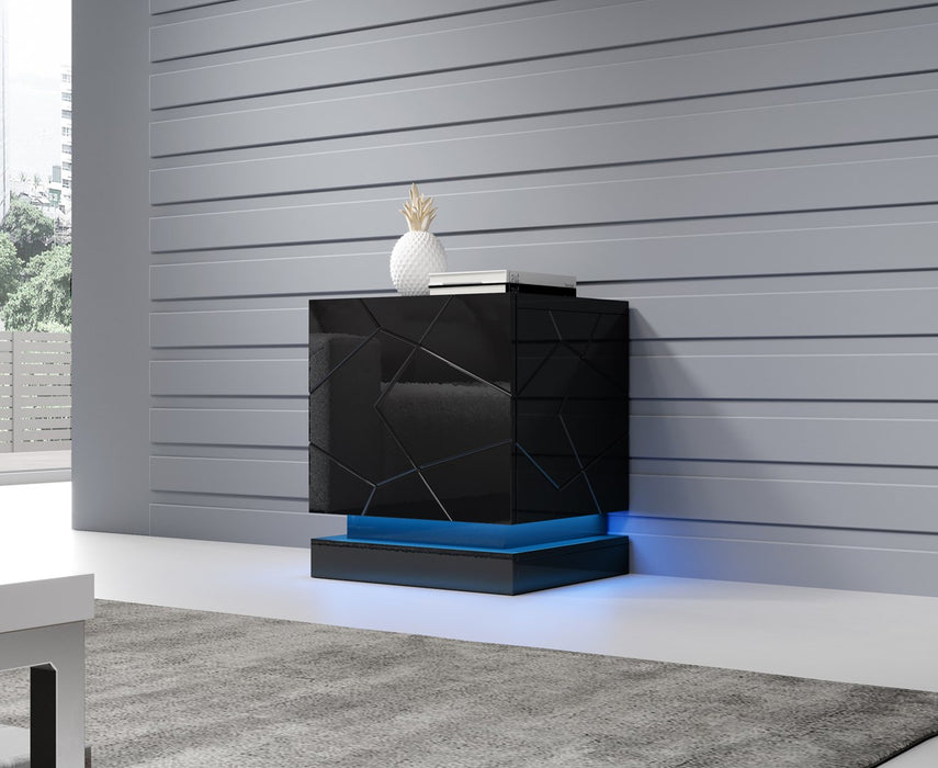 QIU bedside table 2 pcs. 46x41.5x53 cm black gloss/black gloss